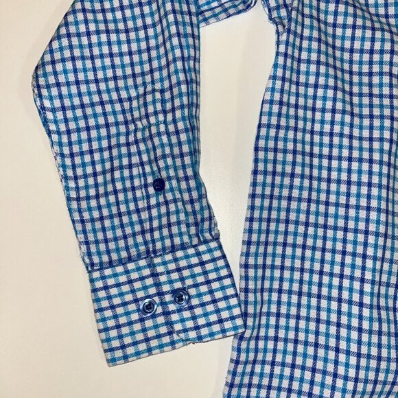 Newberry Shirt Boys Size 8 Blue White Plaid Cotton Collar Button Down Casual - Picture 4 of 8